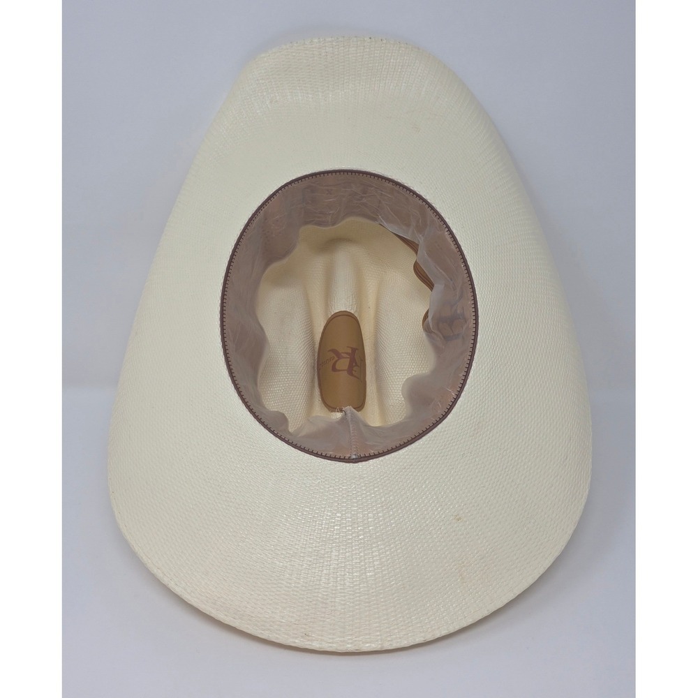 Resistol Denison 7X Hard Straw Cowboy Hat 6 7/8 Leather Sweatband with Protector - Picture 8 of 14